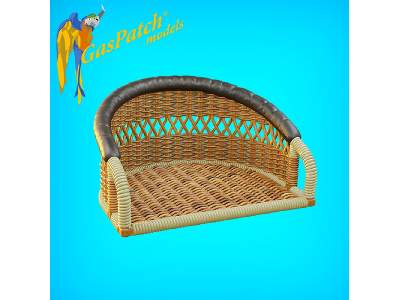 British Wicker Seat Perforated Back - Short Leather Frame ,tall Big Leather Pad - image 3