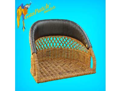 British Wicker Seat Perforated Back - Short Leather Frame ,tall Big Leather Pad - image 5