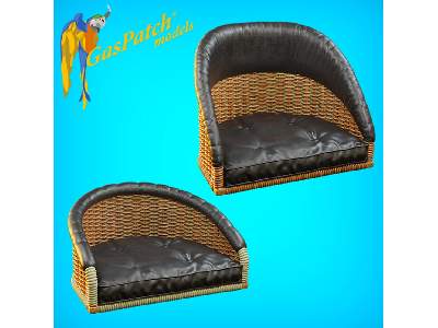 British Wicker Seat Full Back - Short And Tall Big, Leather Pad - image 1