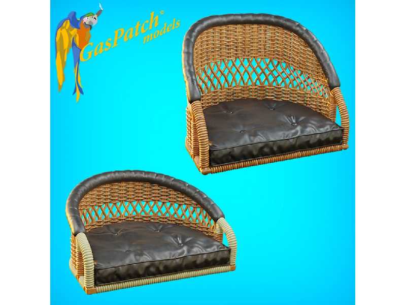 British Wicker Seat Perforated Back - Short And Tall, Small Leather Pad - image 1