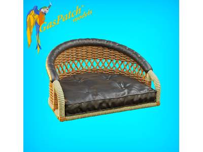 British Wicker Seat Perforated Back - Short Leather Frame ,tall Big Leather Pad - image 2