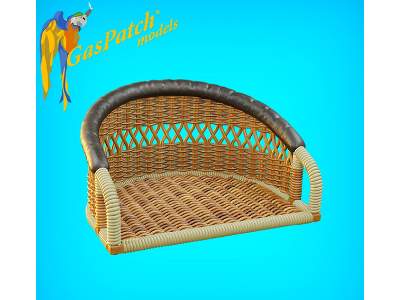 British Wicker Seat Perforated Back - Short Leather Frame ,tall Big Leather Pad - image 3