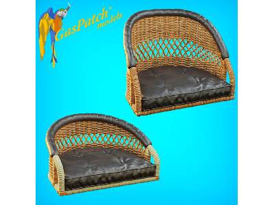 British Wicker Seat Perforated Back - Short And Tall, Small Leather Pad - image 1
