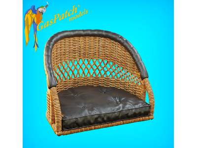 British Wicker Seat Perforated Back - Short And Tall, Small Leather Pad - image 4