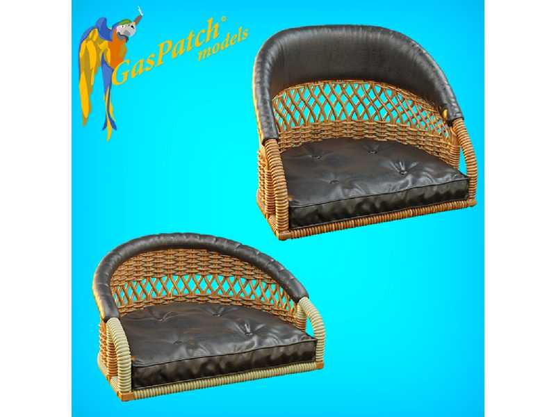 British Wicker Seat Perforated Back - Short Leather Frame ,tall Big Leather Pad - image 1