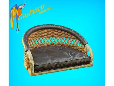 British Wicker Seat Perforated Back - Short Leather Frame ,tall Big Leather Pad - image 2