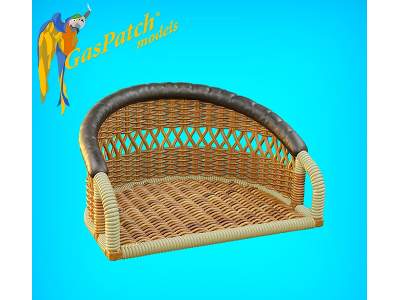 British Wicker Seat Perforated Back - Short Leather Frame ,tall Big Leather Pad - image 3