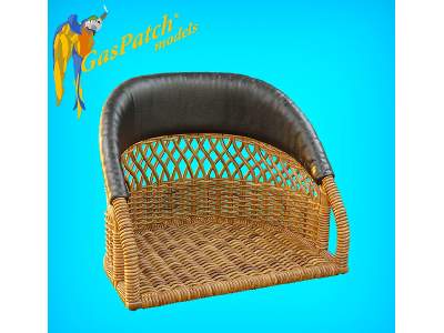 British Wicker Seat Perforated Back - Short Leather Frame ,tall Big Leather Pad - image 5