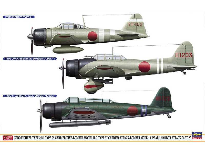 Zero Fighter Type 21 & Type 99 Carrier Dive-bomber Model 11 & Type 97 Carrier Attack-bomber Model 3 'pearl Harbor Attack - image