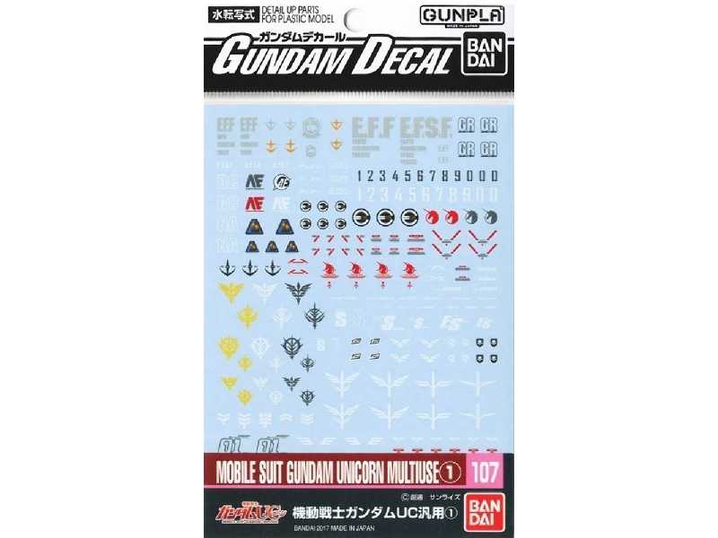 Gundam Decal 107 Ms Gundam Unicorn Multiuse 1 Bl - image 1