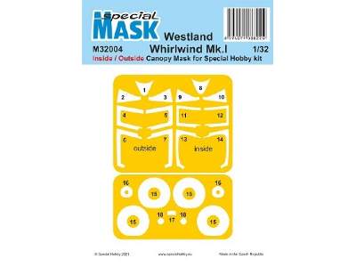 Westland Whirlwind Mk.I Inside / Outside Canopy Mask (For Special Hobby Kit) - image 1