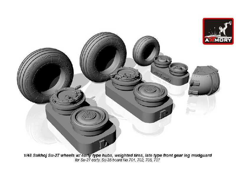 Sukhoj Su-27 Flanker Wheels W/ Early Type Hubs, Weighted Tires, Late Type Front Mudguard - image 1