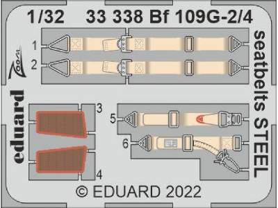 Bf 109G-2/4 seatbelts STEEL 1/32 - REVELL - image 1