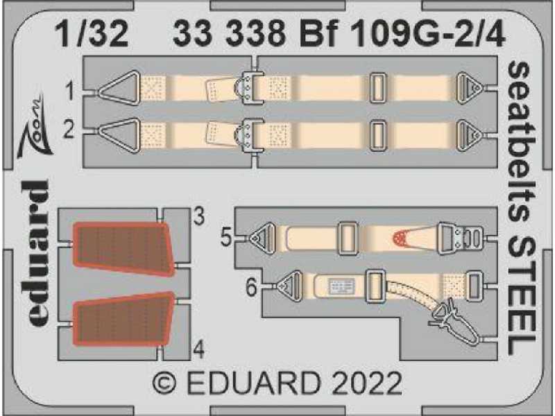 Bf 109G-2/4 seatbelts STEEL 1/32 - REVELL - image 1