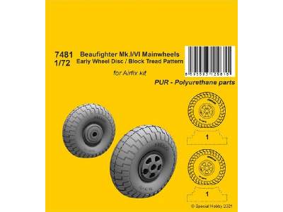 Beaufighter Mk.I/Vi Mainwheels - Early Wheel Disk / Block Tread Pattern - image 1