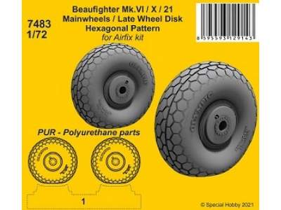 Beaufighter Mk.Vi / X / 21 Mainwheels / Late Wheel Disk Hexagonal Pattern (For Airfix Kit) - image 1