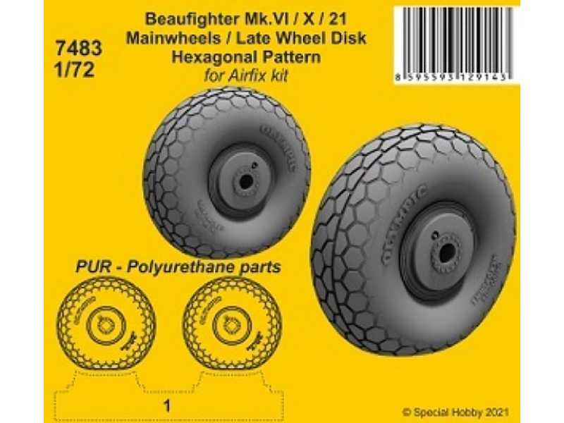 Beaufighter Mk.Vi / X / 21 Mainwheels / Late Wheel Disk Hexagonal Pattern (For Airfix Kit) - image 1