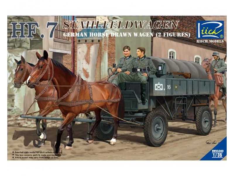 German Hf.7 Horse Drawn Steel Field Wage W/2horses & 2 Figures - image 1