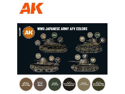 Ak 11774 Wwii Japanese Army Afv Colors Paint Set - image 2