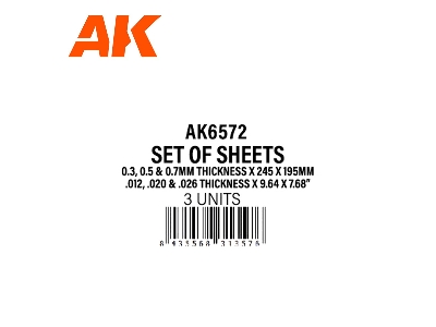 0.3, 0.5 & 0.7mm Thickness X 245 X 195mm - Styrene Sheet Set - (3 Units) - image 3