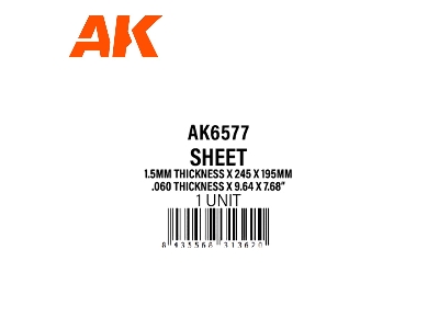 1.5mm Thickness X 245 X 195mm - Styrene Sheet - (1 Units) - image 3