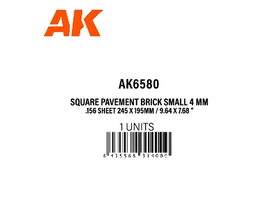 Square Pavement Brick Small 4 Mm / .156 Sheet 245 X 195mm / 9.64 X 7.68 " Textured Styrene Sheet - 1 Unit - image 3