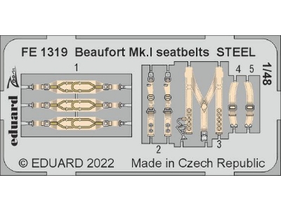 Beaufort Mk. I seatbelts STEEL 1/48 - ICM - image 1