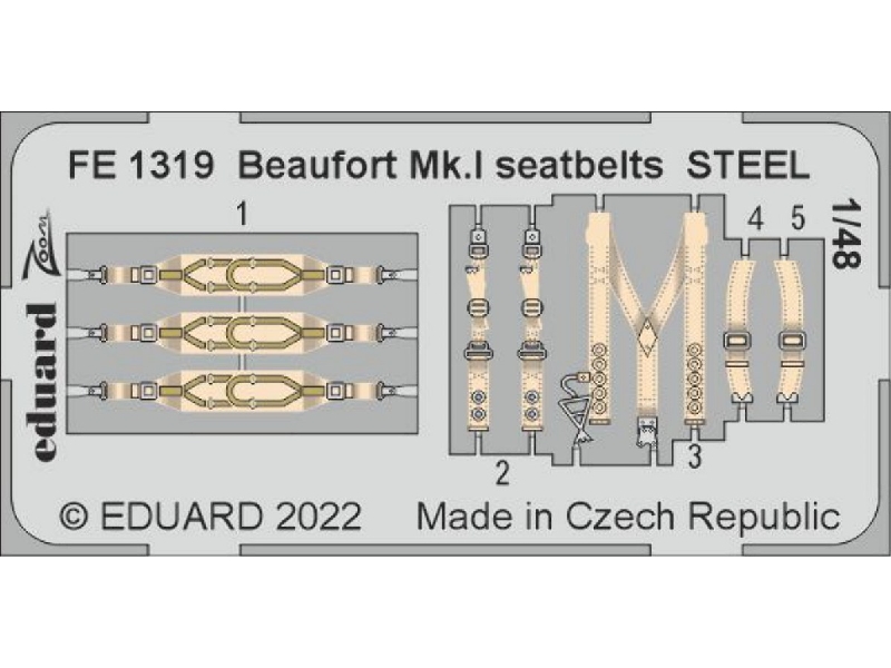 Beaufort Mk. I seatbelts STEEL 1/48 - ICM - image 1