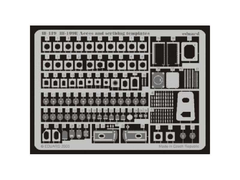 Bf 109E access and scribing templates 1/48 - Hasegawa - image 1