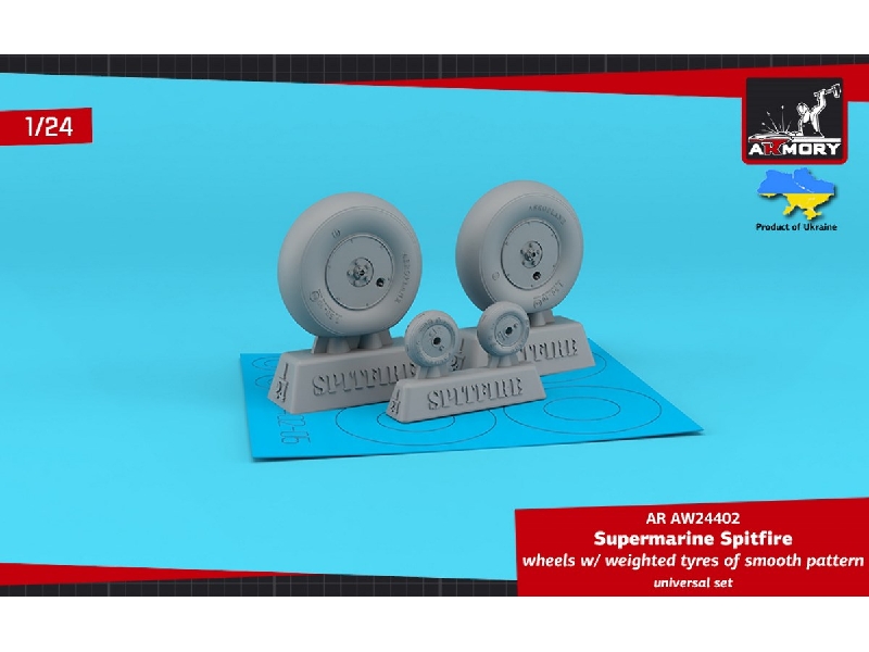 Supermarine Spitfire Wheels W/ Weighted Tyres Of Smooth Pattern & Covered Hubs - image 1
