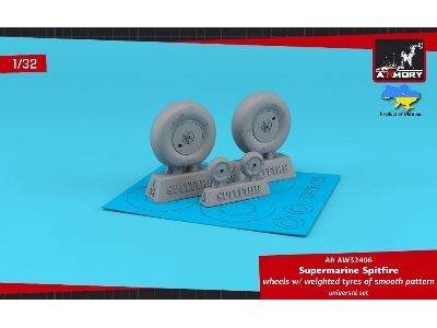 Supermarine Spitfire Wheels W/ Weighted Tyres Of Smooth Pattern & Covered Hubs - image 1