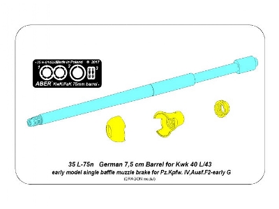 Germ. 75mm barrel for KwK40L/43 with single baffle muzzle brake for Pz.Kpfw. VI, Ausf. F2-early G - image 1