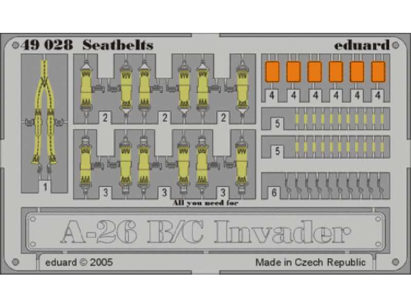 A-26 B/ C seatbelts 1/48 - Monogram - image 1