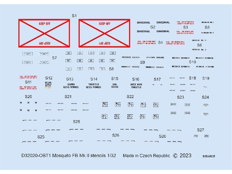 Mosquito FB Mk. II stencils 1/32 - TAMIYA - image 1