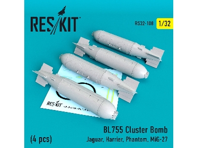 Bl755 Cluster Bomb 4 Pcs Jaguar, Harrier, Phantom, Mig-27 - image 1