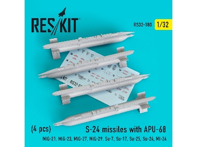 S-24 Missiles With Apu-68 4 Pcs Mig-21, Mig-23, Mig-27, Mig-29, Su-7, Su-17, Su-25, Su-24, Mi-24 - image 1