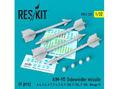Aim-9d Sidewinder Missile 4 Pcs A-4, A-6, A-7, F-4, F-8, F-100, F-104, F-105, Mirage Iii - image 1