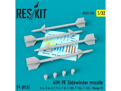 Aim-9e Sidewinder Missile 4 Pcs A-4, A-6, A-7, F-4, F-8, F-100, F-104, F-105, Mirage Iii - image 1