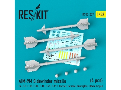 Aim-9m Sidewinder Missile 4 Pcs F4, F-5, F-15, F-16, F-18, F-22, F-111, Harrier, Tornado, Eurofighter, Hawk, Gripen - image 1