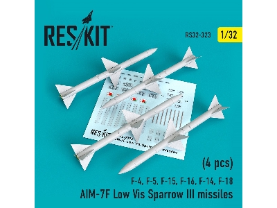 Aim-7f Low Vis Sparrow Iii Missiles (4pcs) (F-4, F-5, F-15, F-16, F-14, F-18) - image 1