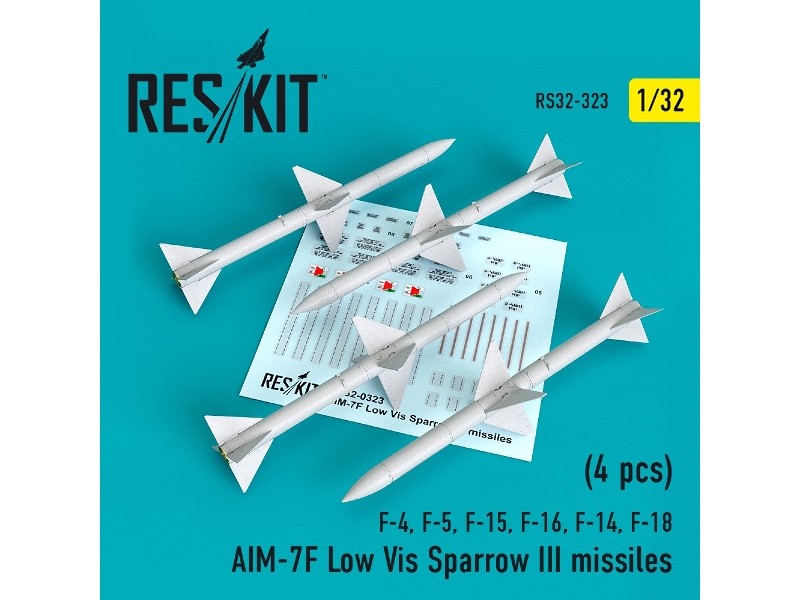 Aim-7f Low Vis Sparrow Iii Missiles (4pcs) (F-4, F-5, F-15, F-16, F-14, F-18) - image 1
