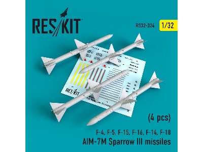 Aim-7m Sparrow Iii Missiles (4pcs )(F-4, F-5, F-15, F-16, F-14, F-18) - image 1