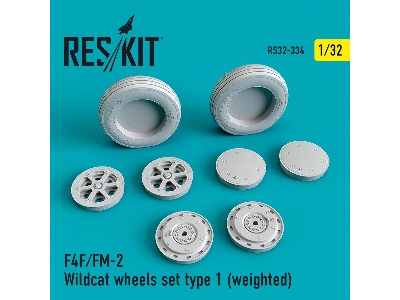 F4f/Fm-2 Wildcat Wheels Set Type 1 Weighted - image 1