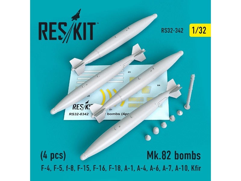 Mk.82 Bombs (4 Pcs) (F-4, F-5, F-8, F-15, F-16, F-18, A-1, A-4, A-6, A-7, A-10, Kfir) - image 1