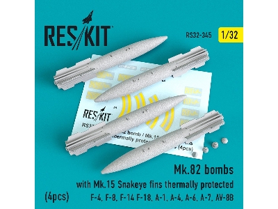 Mk.82 Bombs With Mk.15 Snakeye Fins Thermally Protected (4 Pcs)(F-4, F-8, F-14 F-18, A-1, A-4, A-6, A-7, Av-8b) - image 1