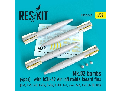 Mk.82 Bombs With Bsu-49 Air Inflatable Retard Fins (4 Pcs) (F-4, F-5, F-8, F-15, F-16, F-18, A-1, A-4, A-6, A-7, A-10, Kfir) - i