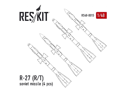 R-27 R/T Soviet Missile (4 Pcs) (Mig-29, Su-27/30/33/34/35) - image 2