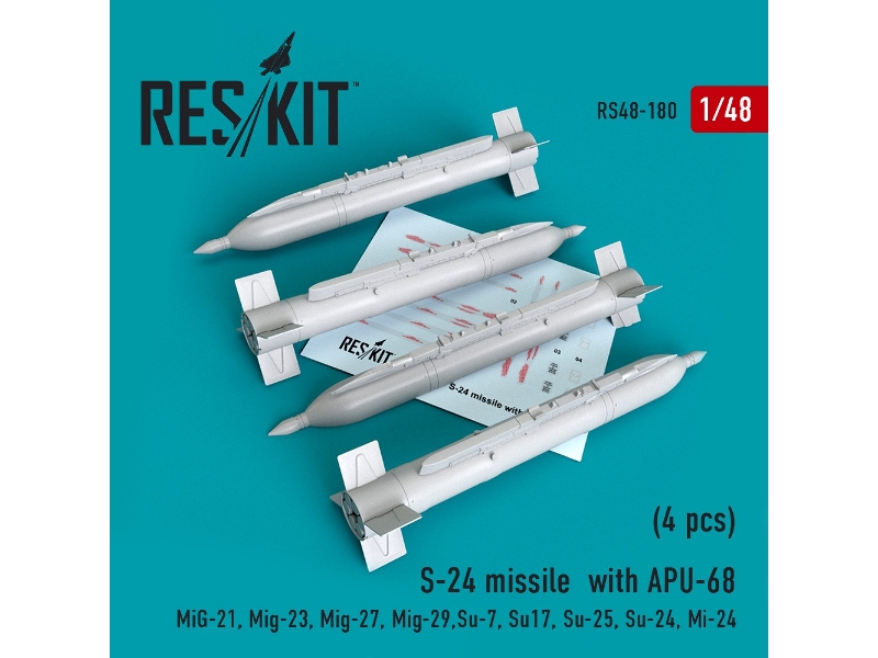 S-24 Missile With Apu-68 (4 Pcs) Mig-21, Mig-23, Mig-27, Mig-29,su-7, Su17, Su-25, Su-24, Mi-24 - image 1