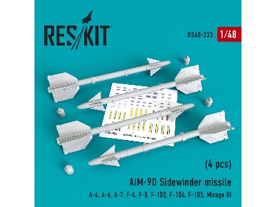 Aim-9d Sidewinder Missile (4 Pcs) A-4, A-6, A-7, F-4, F-8, F-100, F-104, F-105, Mirage Iii - image 1