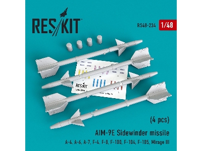 Aim-9e Sidewinder Missile (4 Pcs) A-4, A-6, A-7, F-4, F-8, F-100, F-104, F-105, Mirage Iii - image 1